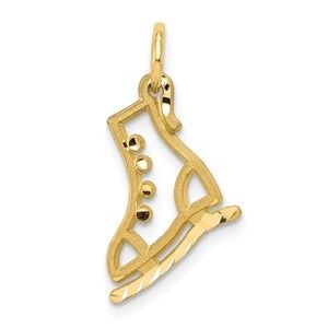 10k Yellow Gold Diamond-cut Ice Skate Necklace Charm Pendant